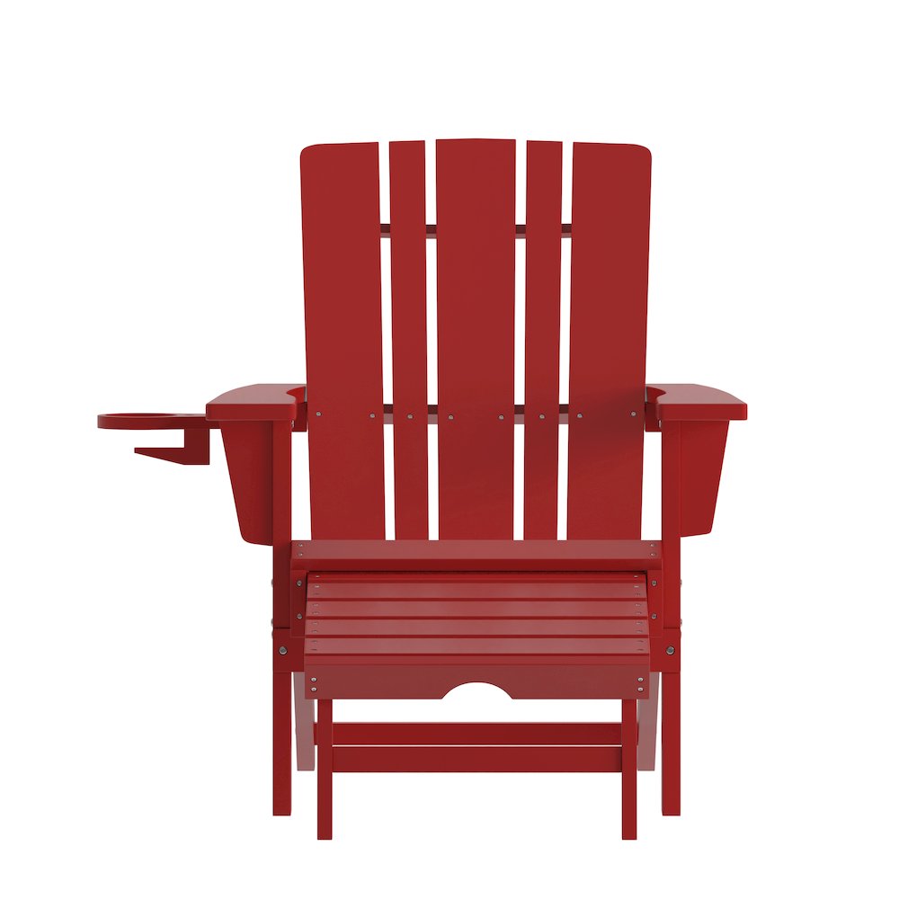 Commercial Adirondack Chair with Pull-Out Ottoman and Cupholder