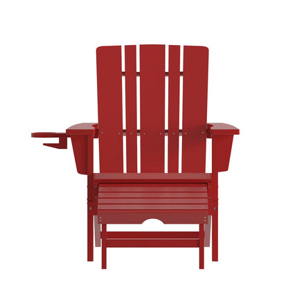 Commercial Adirondack Chair with Pull-Out Ottoman and Cupholder