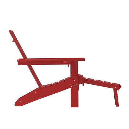 Commercial Adirondack Chair with Pull-Out Ottoman and Cupholder
