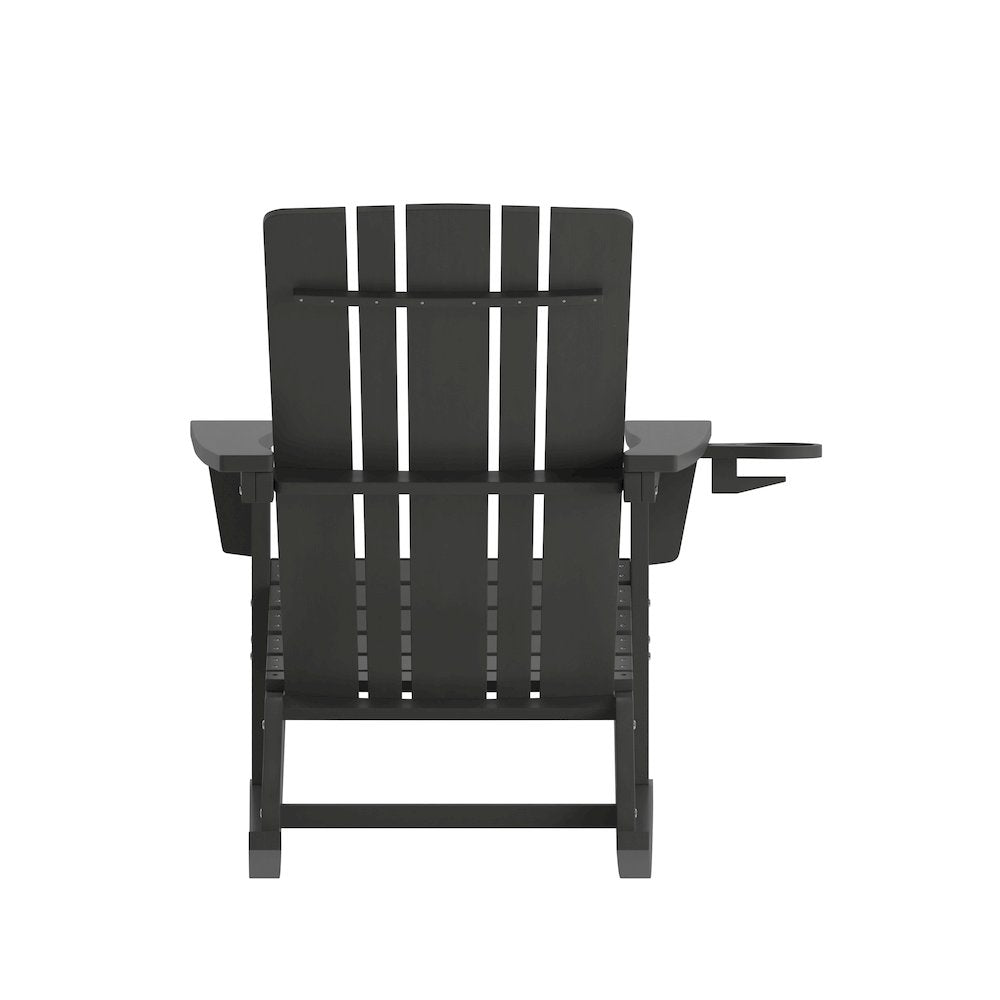 Contemporary Commercial Grade Adirondack Rocking Chair with Cupholder