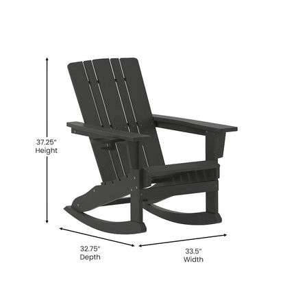 Contemporary Commercial Grade Adirondack Rocking Chair with Cupholder