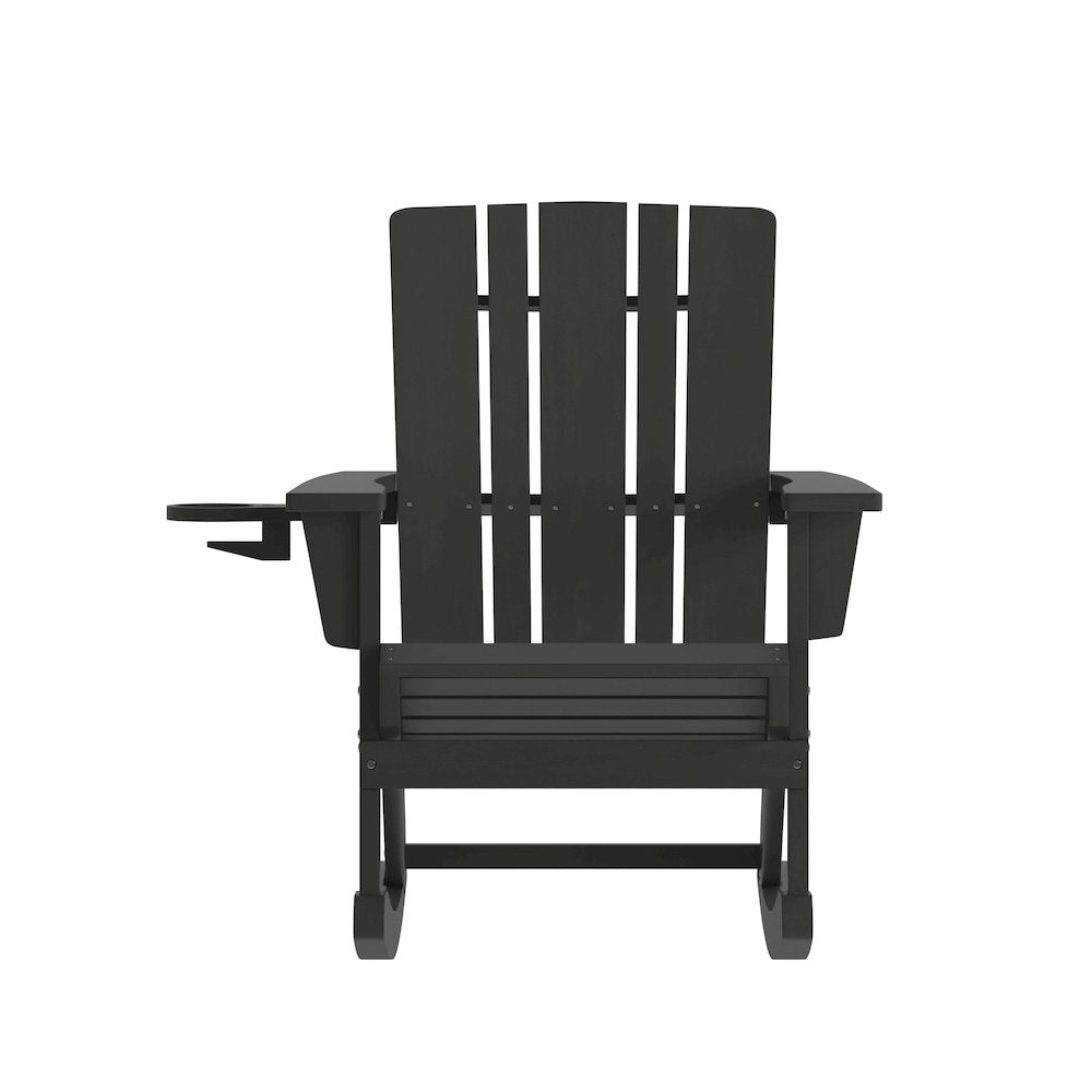 Contemporary Commercial Grade Adirondack Rocking Chair with Cupholder