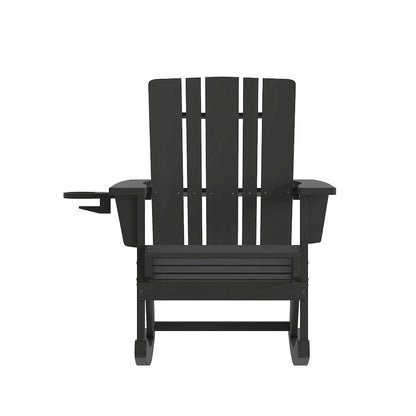 Contemporary Commercial Grade Adirondack Rocking Chair with Cupholder