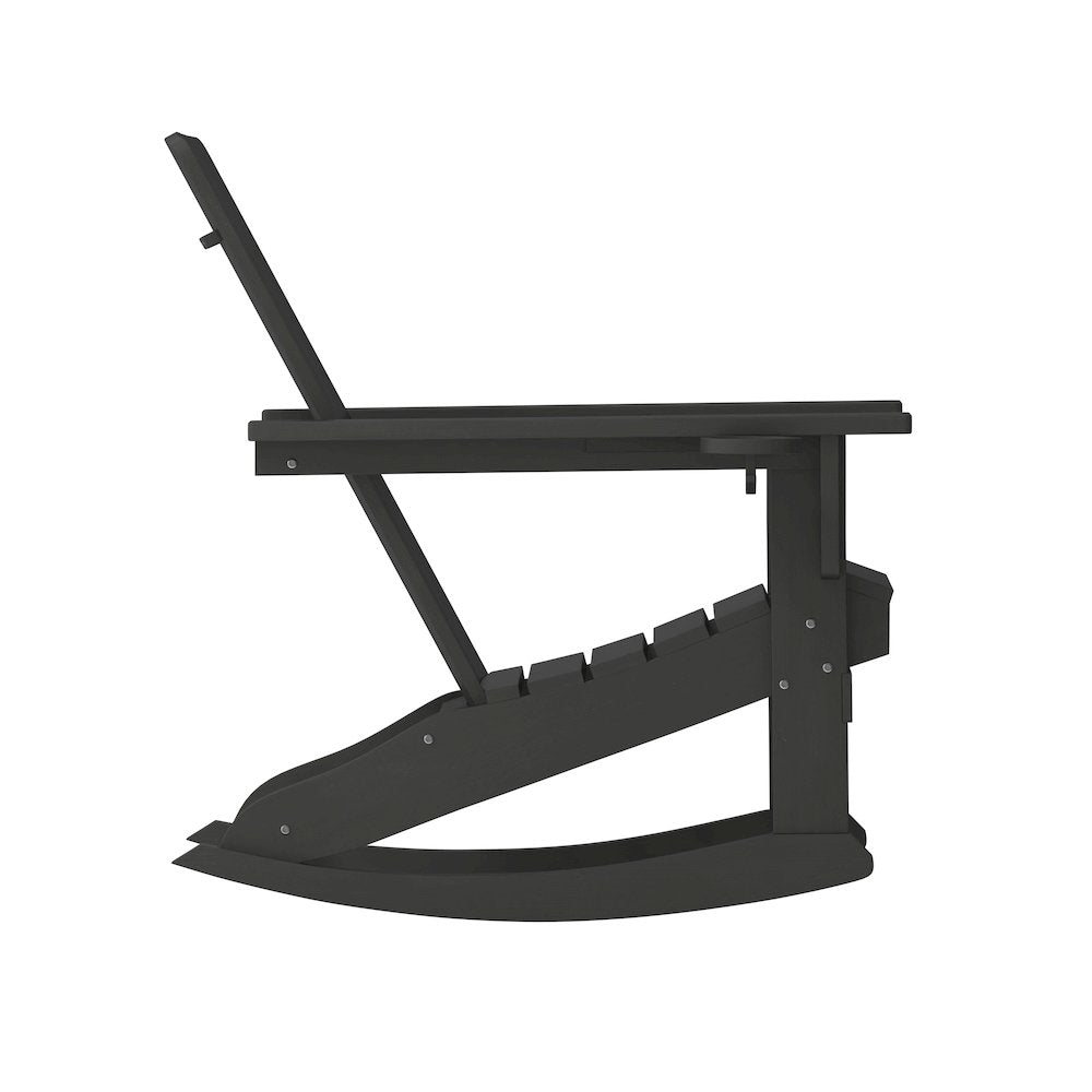 Contemporary Commercial Grade Adirondack Rocking Chair with Cupholder