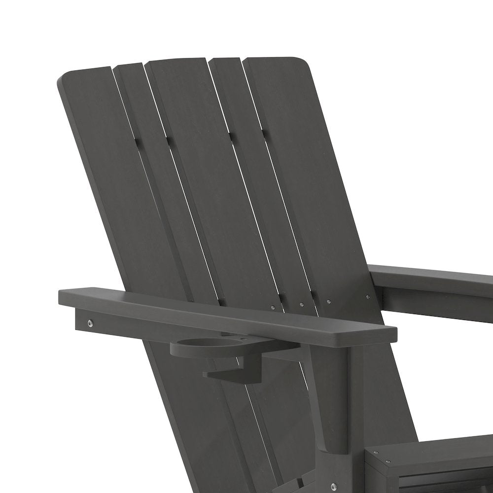 Contemporary Commercial Grade Adirondack Rocking Chair with Cupholder