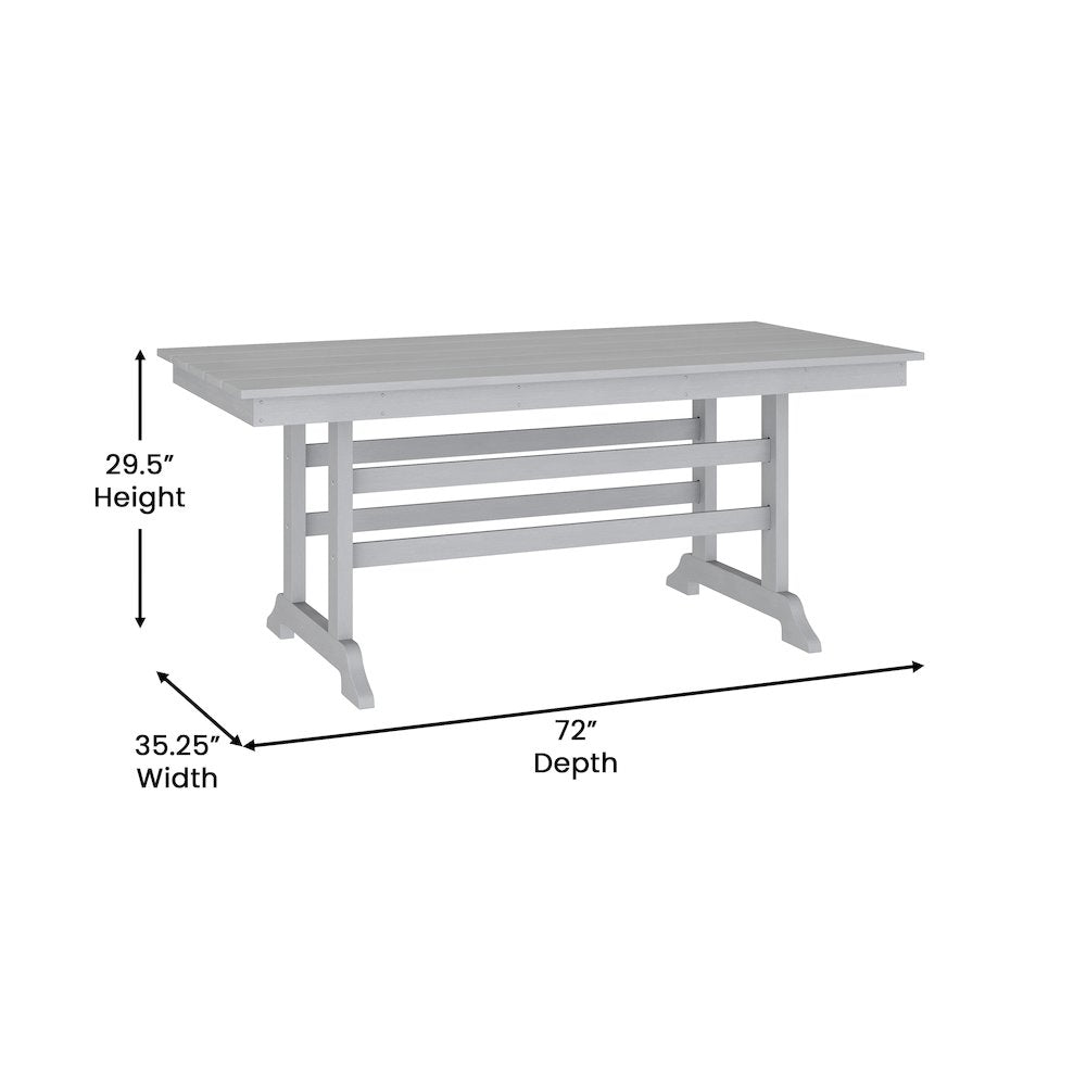 Contemporary 7 Piece Commercial Grade Adirondack Dining Set, Gray