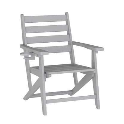 Contemporary 7 Piece Commercial Grade Adirondack Dining Set, Gray