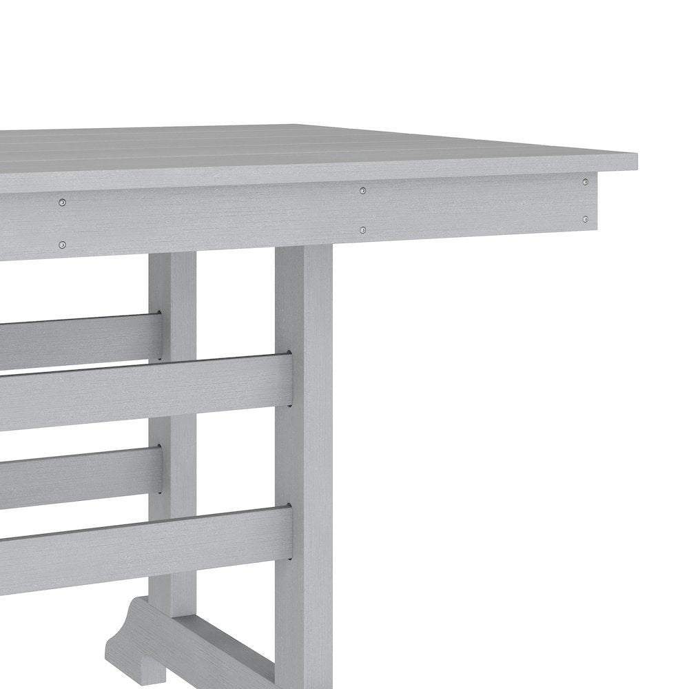 Contemporary 7 Piece Commercial Grade Adirondack Dining Set, Gray