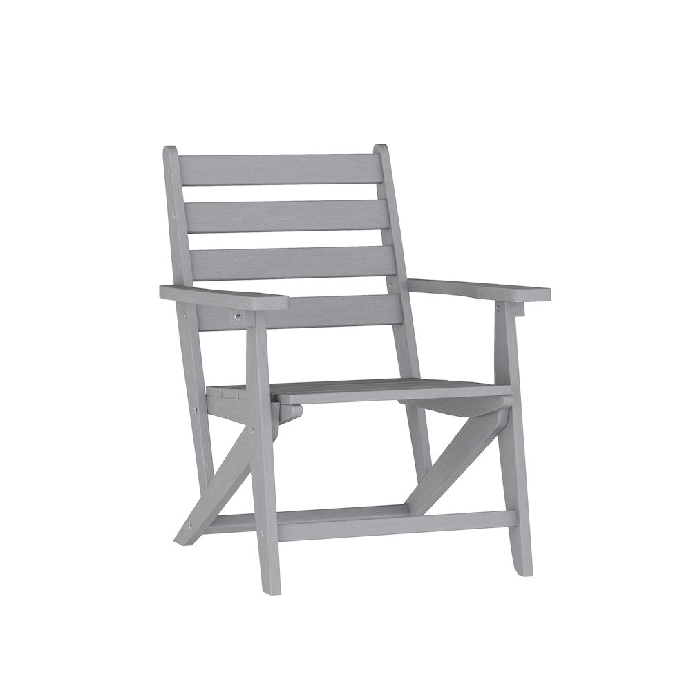 Contemporary 7 Piece Commercial Grade Adirondack Dining Set, Gray