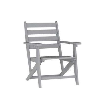 Contemporary 7 Piece Commercial Grade Adirondack Dining Set, Gray
