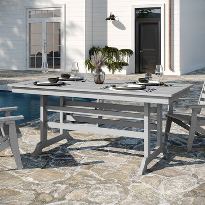 Contemporary 7 Piece Commercial Grade Adirondack Dining Set, Gray