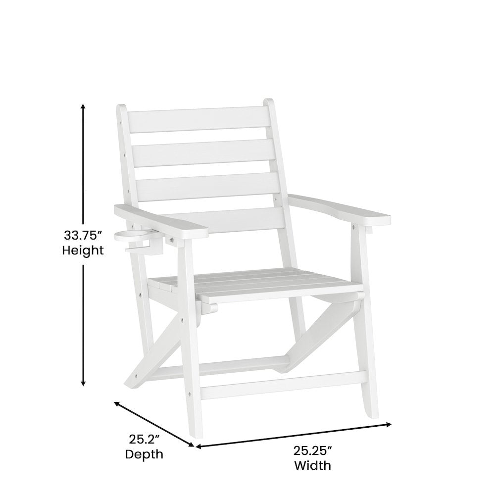 Contemporary 7 Piece Commercial Grade Adirondack Dining Set, White