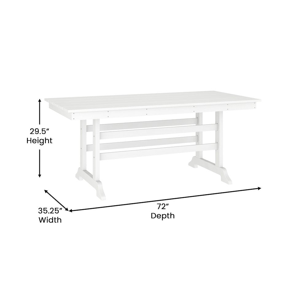 Contemporary 7 Piece Commercial Grade Adirondack Dining Set, White