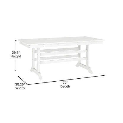 Contemporary 7 Piece Commercial Grade Adirondack Dining Set, White