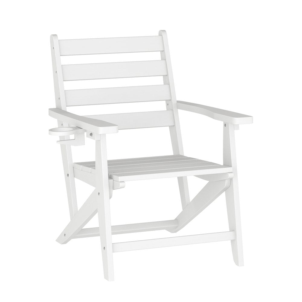 Contemporary 7 Piece Commercial Grade Adirondack Dining Set, White