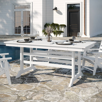Contemporary 7 Piece Commercial Grade Adirondack Dining Set, White