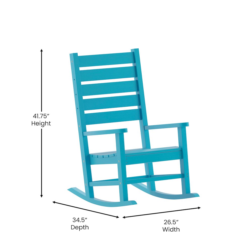 3-Piece Set with 2 Contemporary All-Weather Rocking Chairs and End Table in Blue