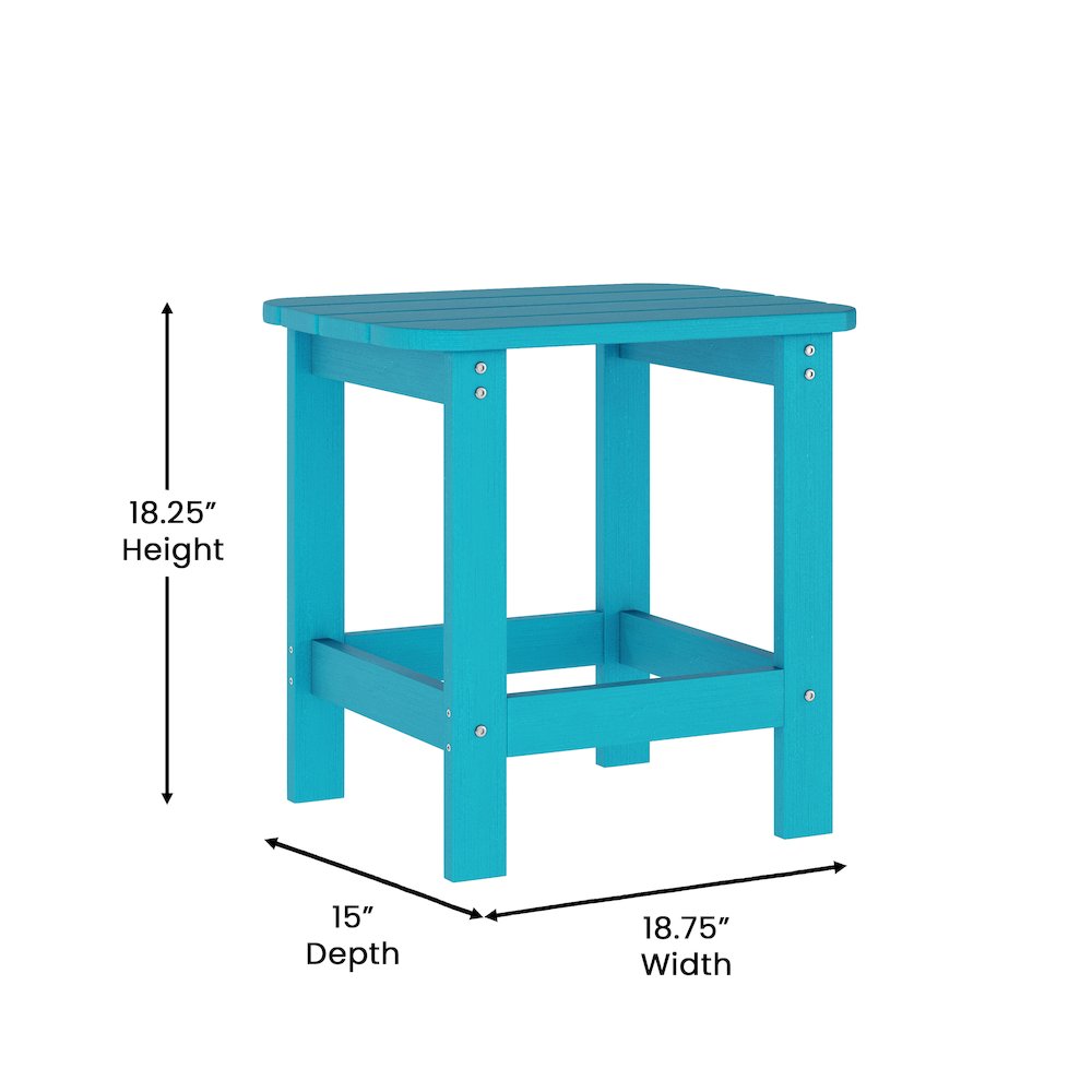 3-Piece Set with 2 Contemporary All-Weather Rocking Chairs and End Table in Blue