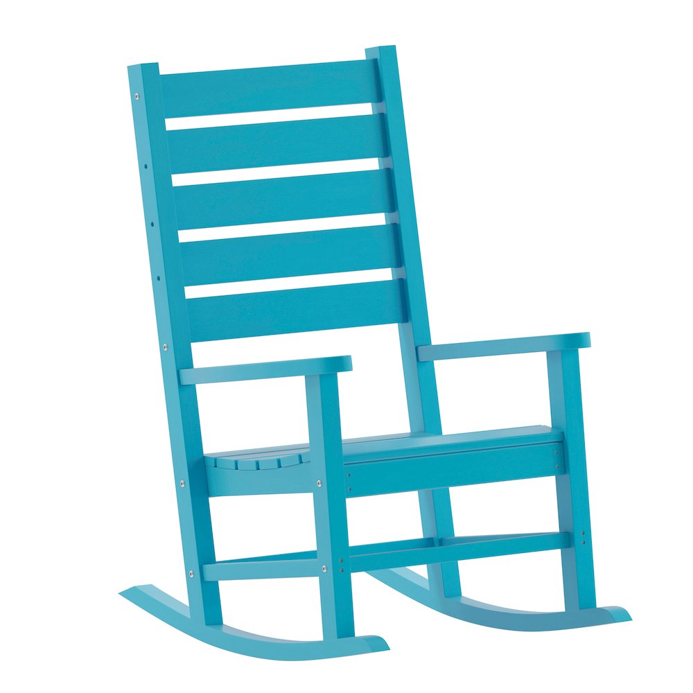3-Piece Set with 2 Contemporary All-Weather Rocking Chairs and End Table in Blue