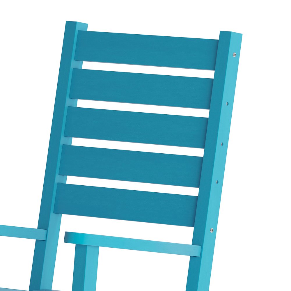 3-Piece Set with 2 Contemporary All-Weather Rocking Chairs and End Table in Blue