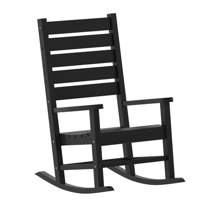 3-Piece Set with 2 Contemporary All-Weather Rocking Chairs and End Table, Black