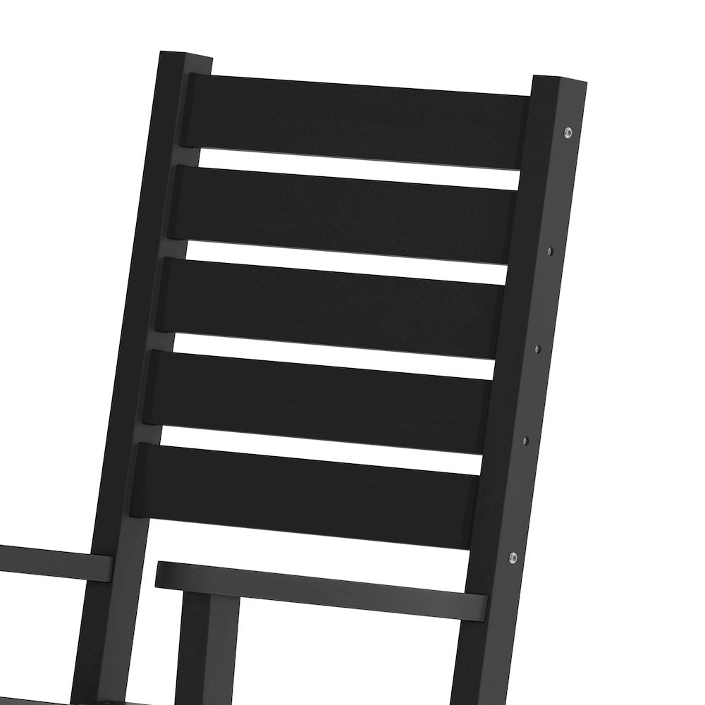 3-Piece Set with 2 Contemporary All-Weather Rocking Chairs and End Table, Black