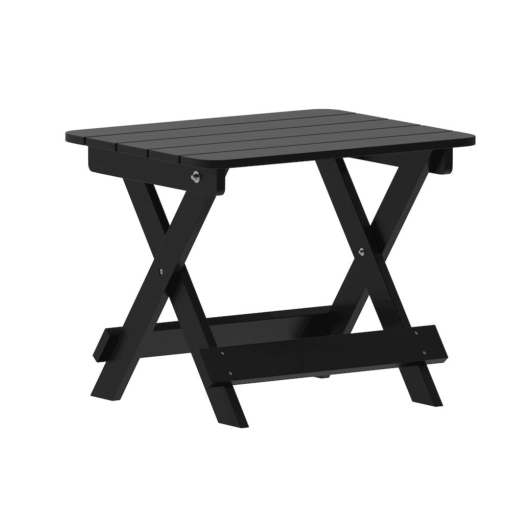 3-Piece Set with 2 Contemporary All-Weather Rocking Chairs and End Table, Black