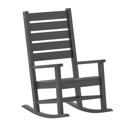 3-Piece Set with 2 Contemporary All-Weather Rocking Chairs and End Table in Gray