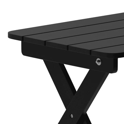 3-Piece Set with 2 Adjustable HDPE Loungers and Folding Side Table in Black
