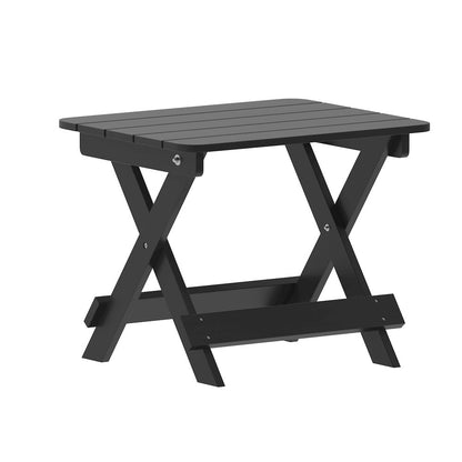 3-Piece Set with 2 Adjustable HDPE Loungers and Folding Side Table in Black