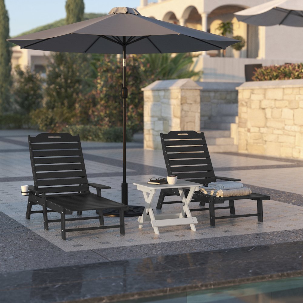 Commercial Adjustable Adirondack Lounger with Cupholder