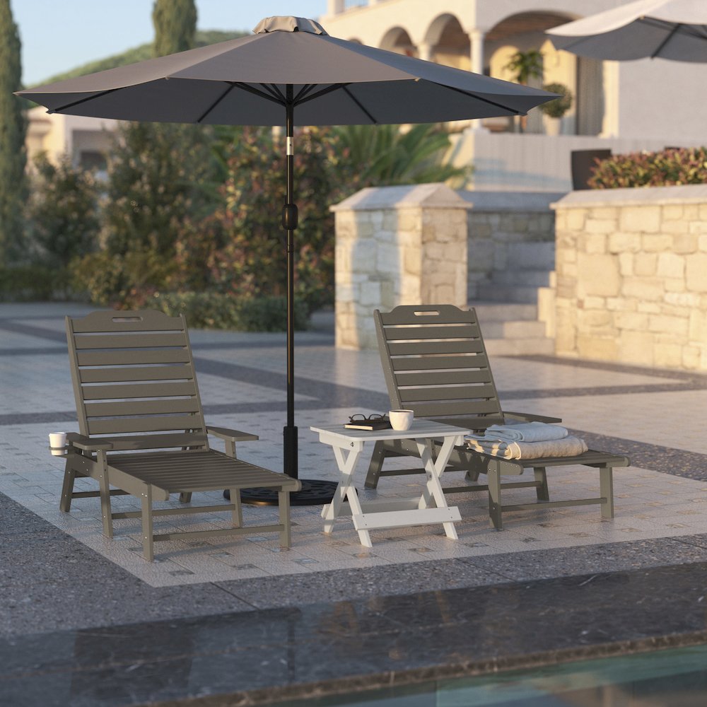 Commercial Adjustable Adirondack Lounger with Cupholder