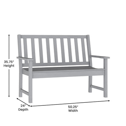 Ellsworth 50" All Weather Recycled HDPE Bench with Contoured Seat in Gray