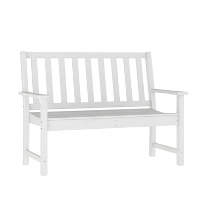 Ellsworth 50" All Weather Recycled HDPE Bench with Contoured Seat in White