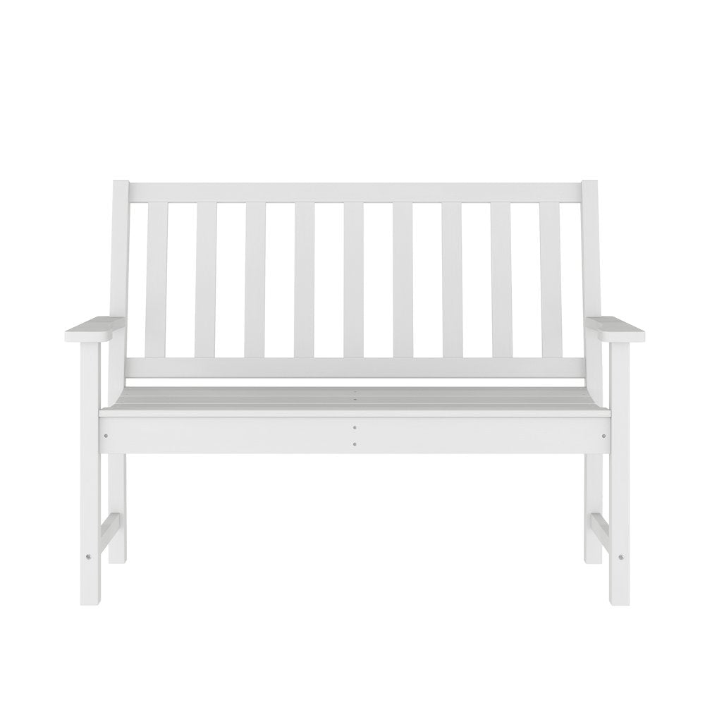 Ellsworth 50" All Weather Recycled HDPE Bench with Contoured Seat in White