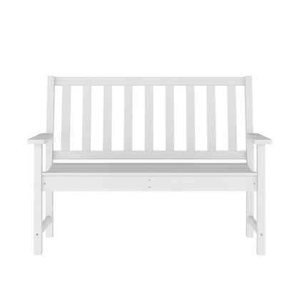 Ellsworth 50" All Weather Recycled HDPE Bench with Contoured Seat in White