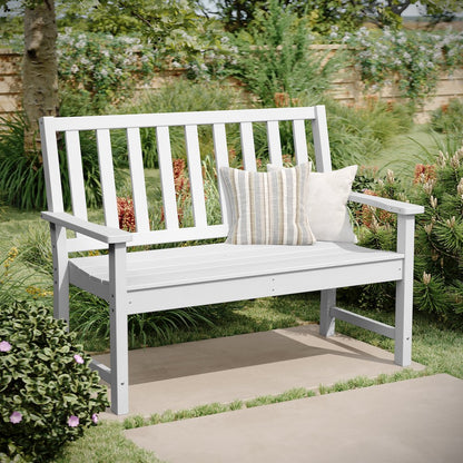 Ellsworth 50" All Weather Recycled HDPE Bench with Contoured Seat in White