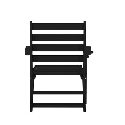 Contemporary Commercial Grade Adirondack Dining Chair with Cupholder, Black