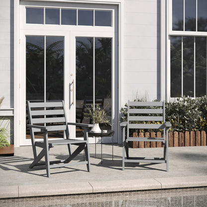 Contemporary Commercial Grade Adirondack Dining Chair with Cupholder, Gray