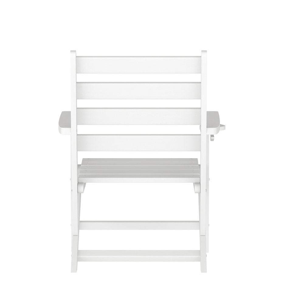 Contemporary Commercial Grade Adirondack Dining Chair with Cupholder, White