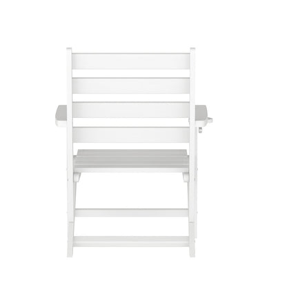 Contemporary Commercial Grade Adirondack Dining Chair with Cupholder, White