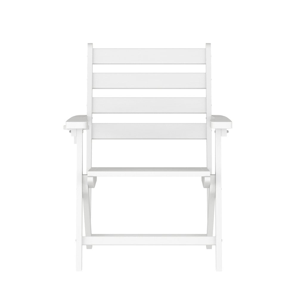 Contemporary Commercial Grade Adirondack Dining Chair with Cupholder, White