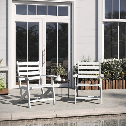 Contemporary Commercial Grade Adirondack Dining Chair with Cupholder, White