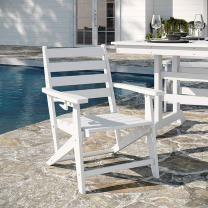 Contemporary Commercial Grade Adirondack Dining Chair with Cupholder, White