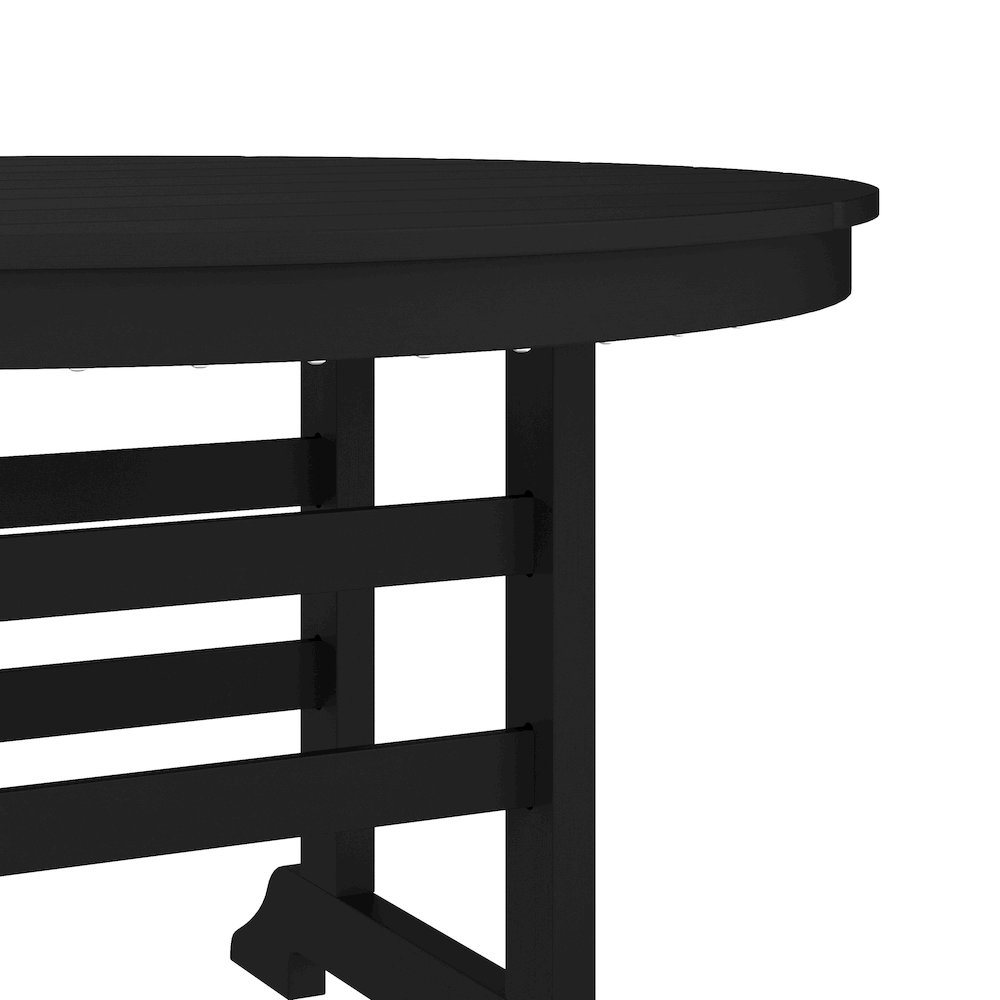Colonel 48" Round Recycled HDPE Adirondack Dining Table for 4 in Black
