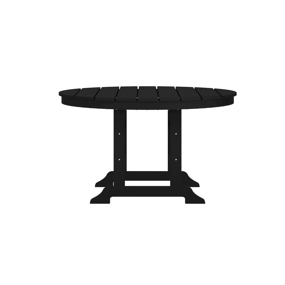 Colonel 48" Round Recycled HDPE Adirondack Dining Table for 4 in Black