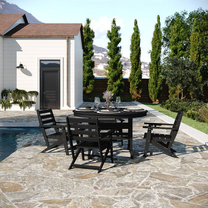 Colonel 48" Round Recycled HDPE Adirondack Dining Table for 4 in Black