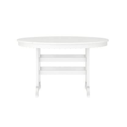 Colonel 48" Round Recycled HDPE Adirondack Dining Table for 4 in White