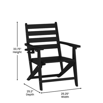 Contemporary 5 Piece Commercial Grade Adirondack Dining Set, Black