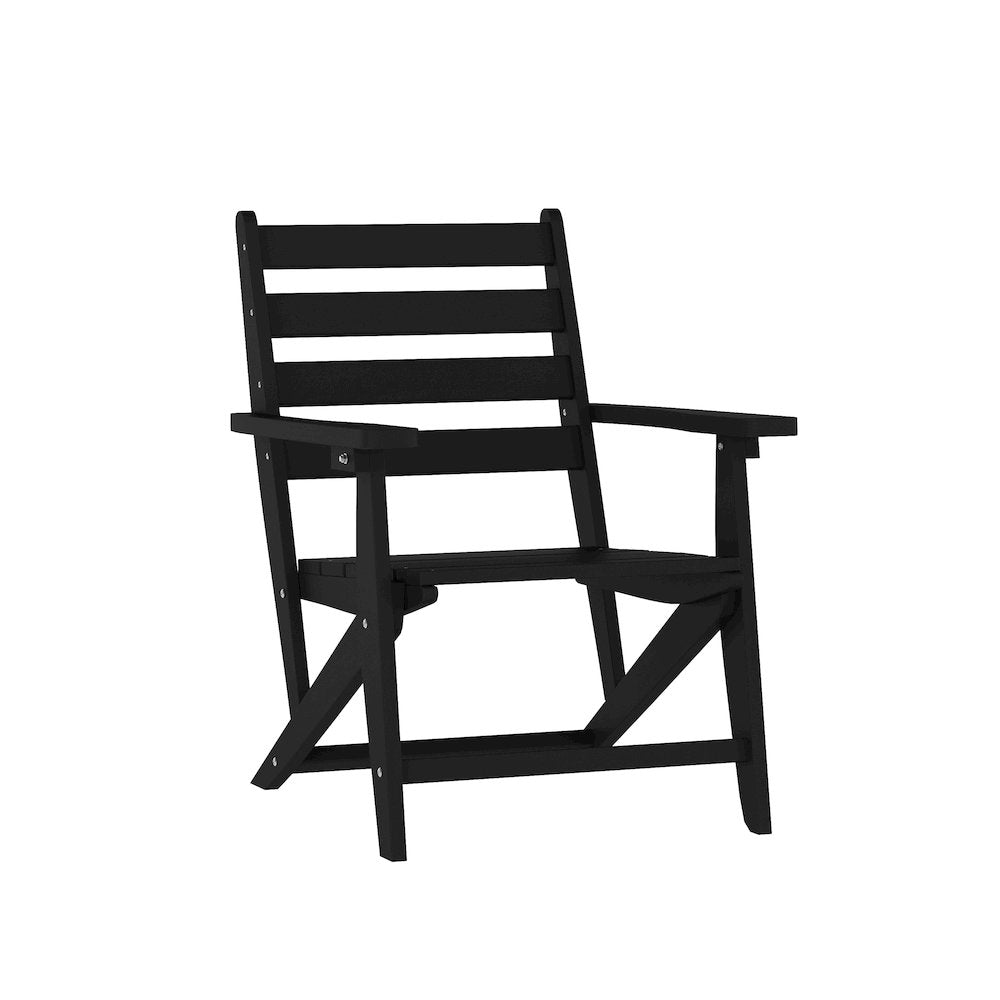 Contemporary 5 Piece Commercial Grade Adirondack Dining Set, Black